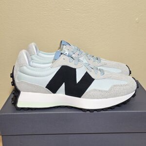 New Balance 327 Light Blue Grey White Black WS327WD Women's Size 7.5